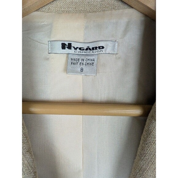 NYGARD Collection Women’s Blazer Sz 8 Jacket Lined Ruffles Beige Gold Linen 157 - Picture 3 of 5